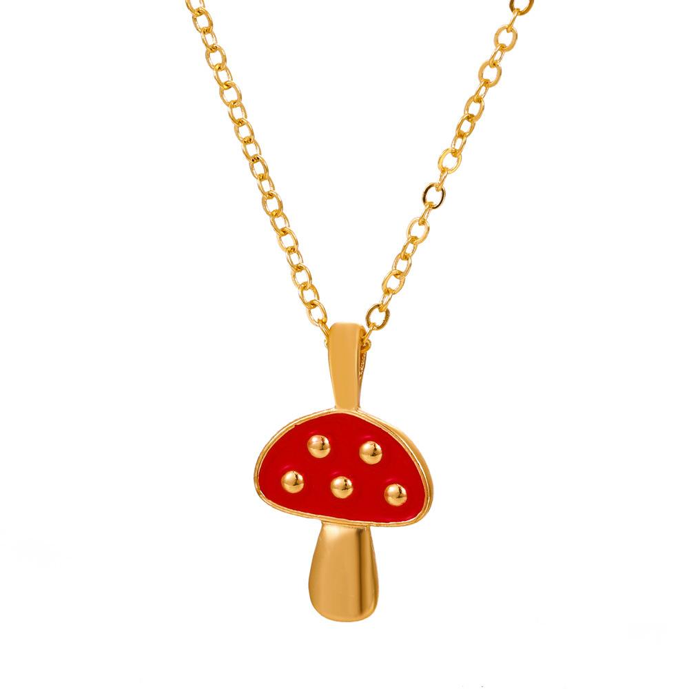 Internet celebrity ins alloy color drop oil mushroom necklace fashion temperament simple necklace female