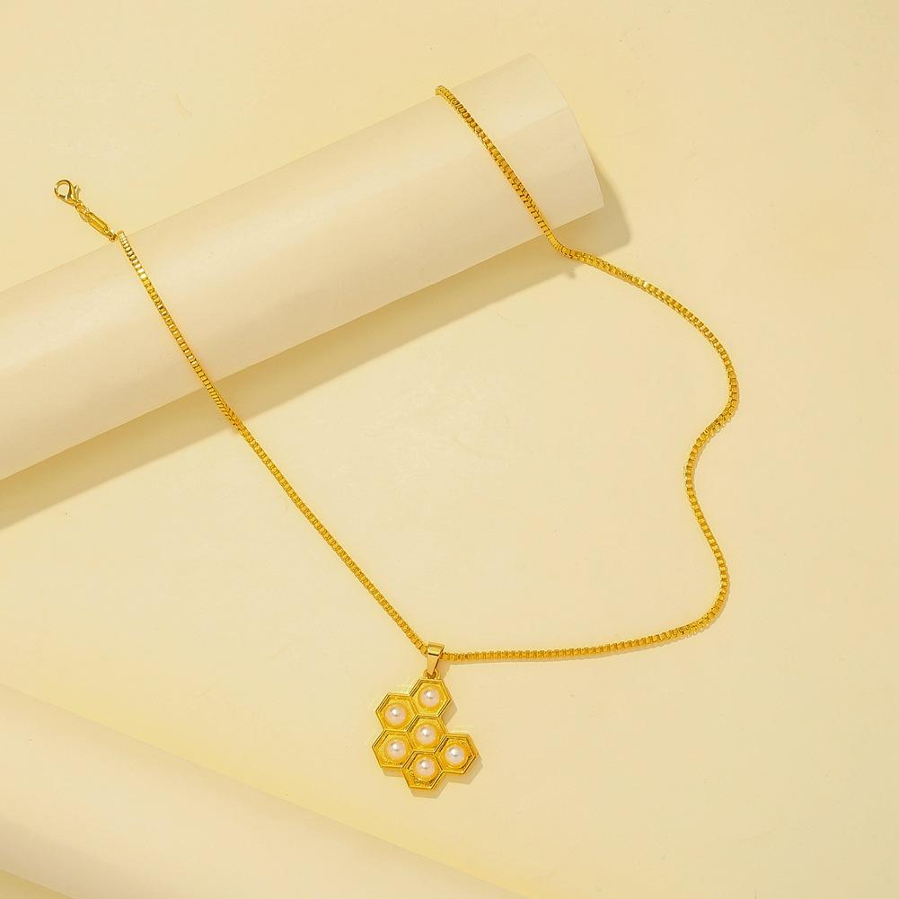 ins honeycomb necklace long style design light luxury chain simple personality fashion all-match accessories