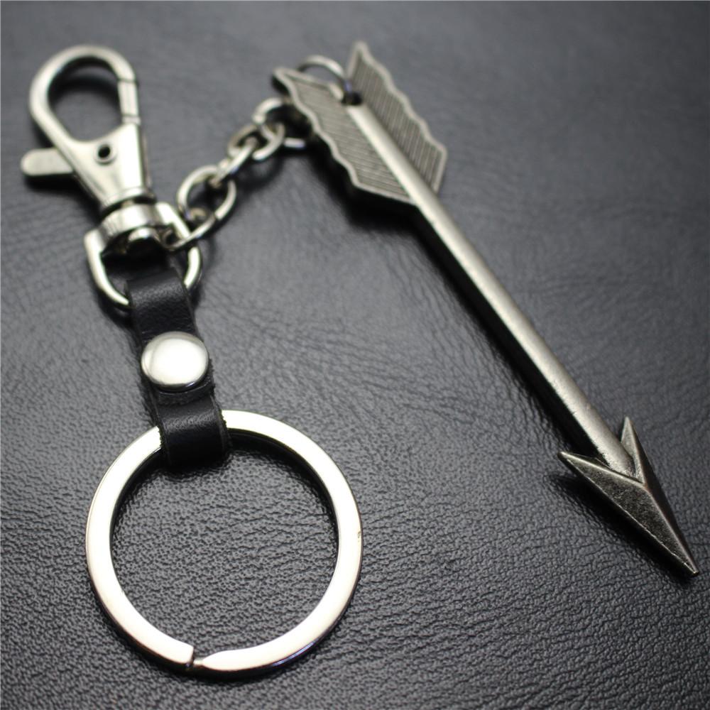 Large Arrow Alloy Pendant Leather Keychain Retro Key Ring Pendant Korean Wave Jewelry