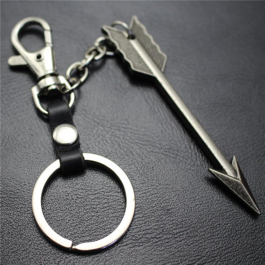 Large Arrow Alloy Pendant Leather Keychain Retro Key Ring Pendant Korean Wave Jewelry