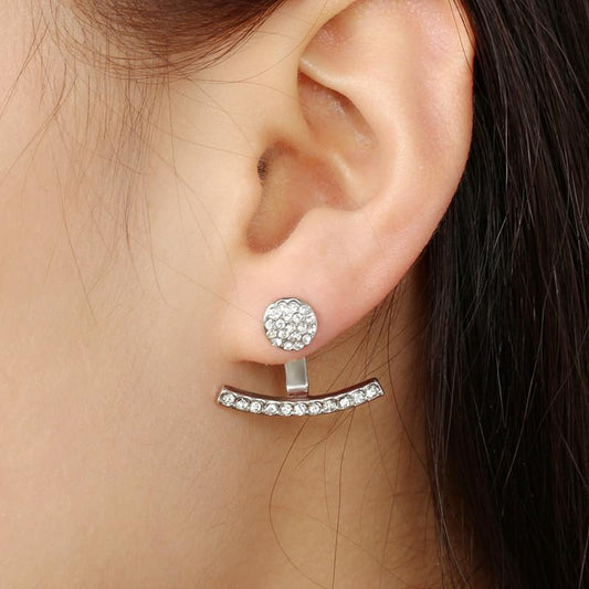 Ins round water drop word earrings fashion temperament niche full of diamonds back strap earrings personality earrings