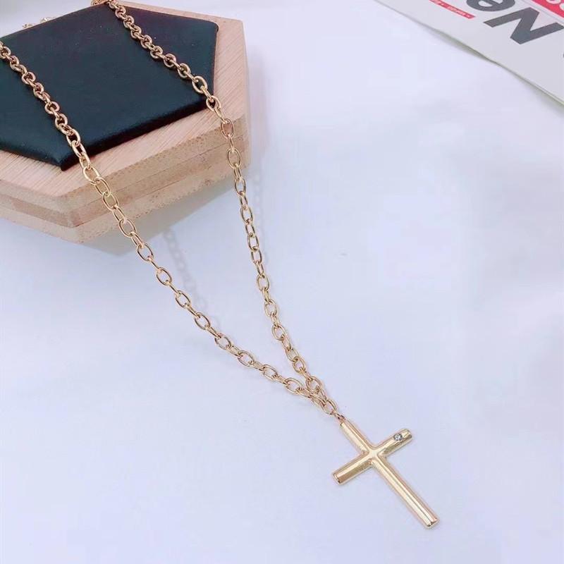 Jewelry fashion personality trend exaggerated necklace retro cross pendant long collarbone necklace