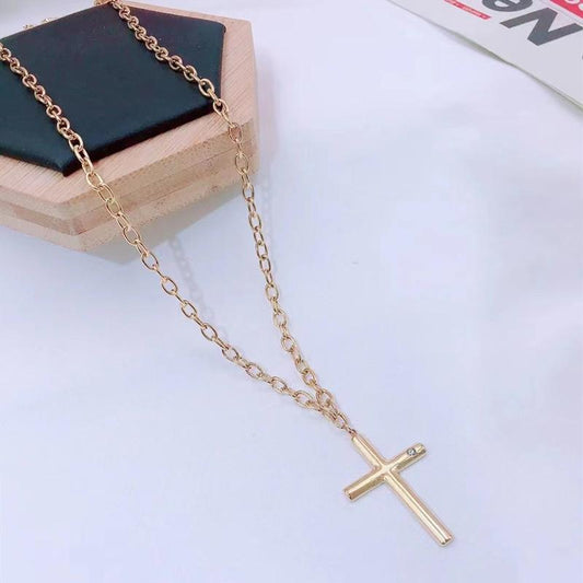 Jewelry fashion personality trend exaggerated necklace retro cross pendant long collarbone necklace