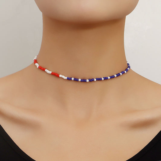 Jewelry simple fashion red blue white necklace female necklace personality all-match cold design sense necklace