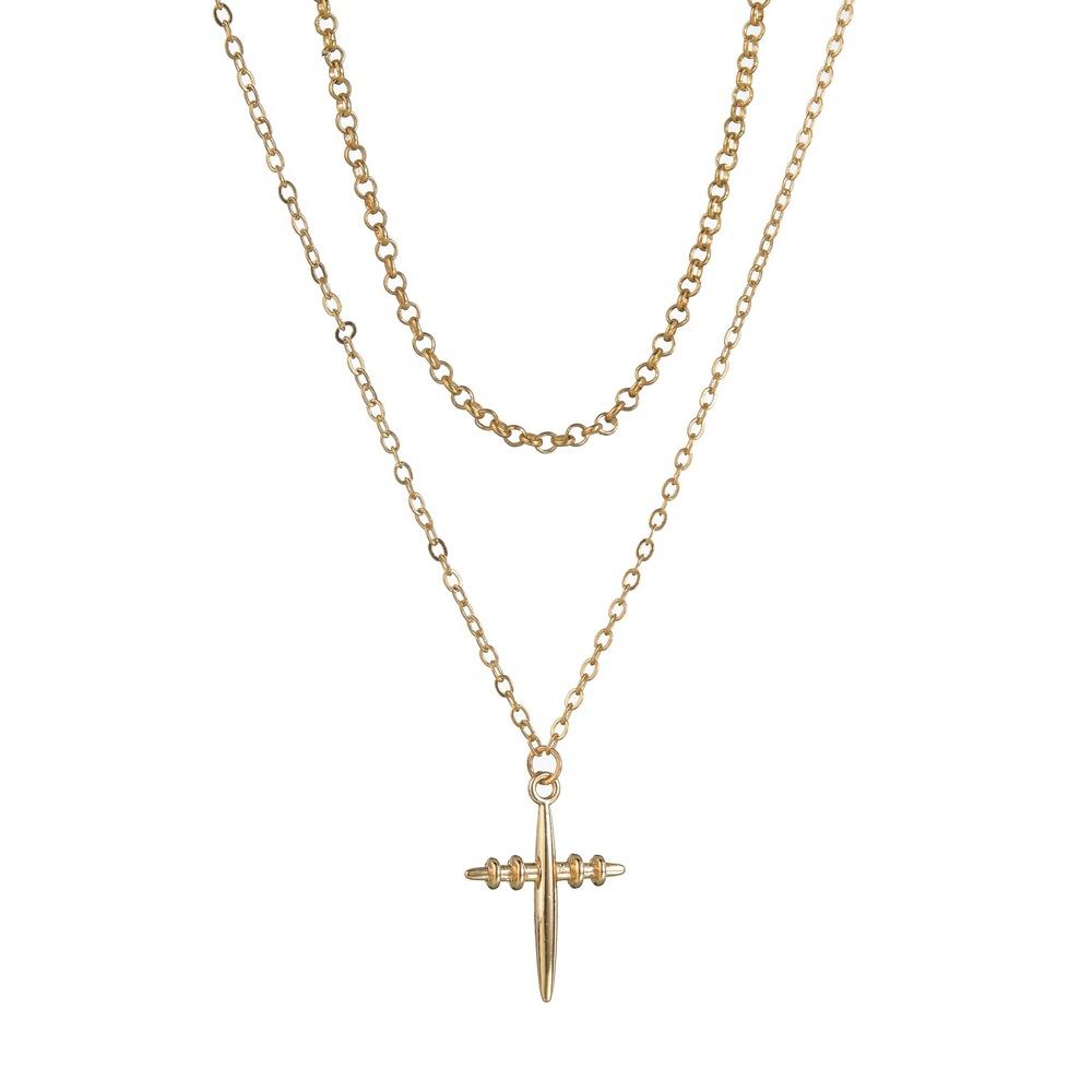 Fashion Simple Cross Pendant Choker Necklace Ladies Alloy Clavicle Chain Accessories