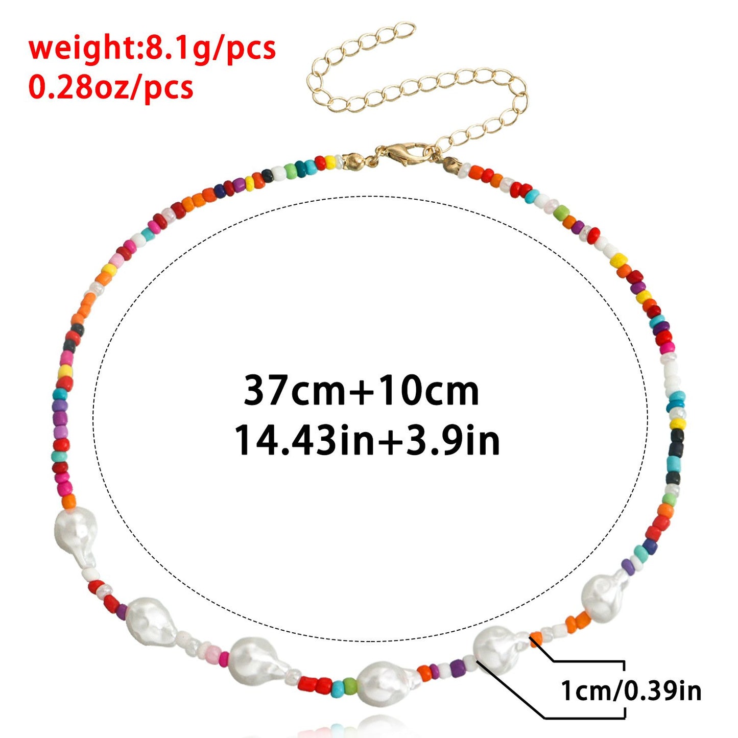 Jewelry special-shaped imitation pearl mixed color small rice bead necklace necklace female choker explosion