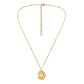 Fashion Simple Personality Advanced Sense Light Luxury Minority Stainless Steel Gold Retro Coin Pearl Short Necklace Female