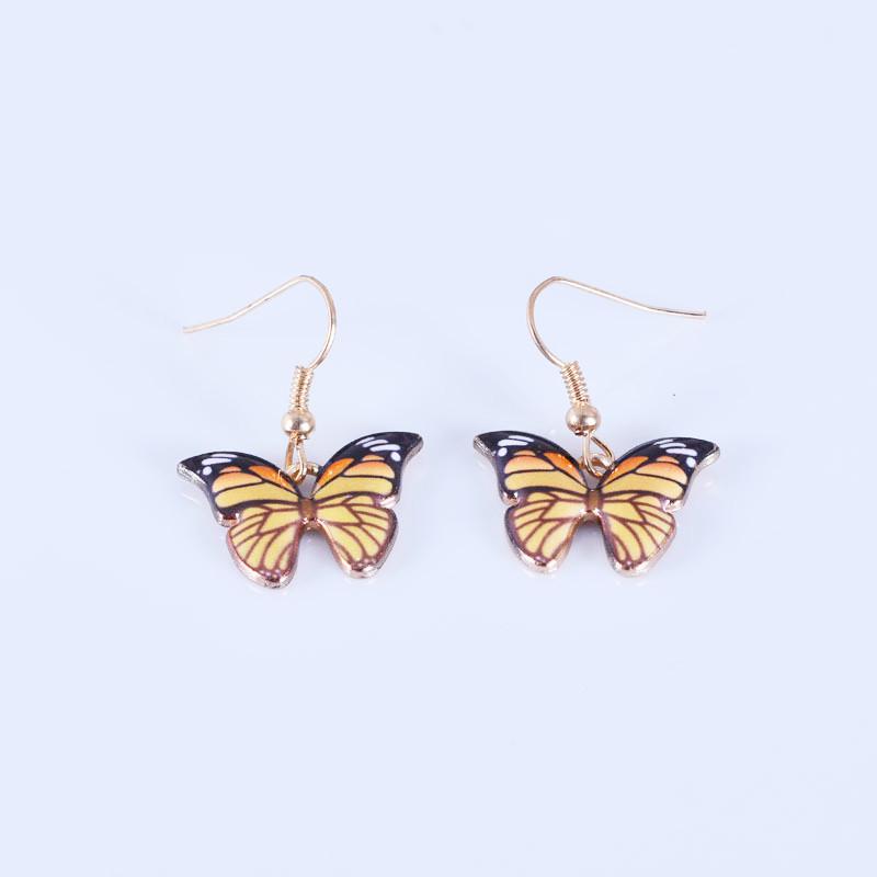 Set Butterfly Jewelry Colorful Double Layer Butterfly Pendant Necklace Feminine Elegant Butterfly Earrings