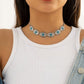 Jewelry Retro Flower Plate Micro-inlaid Turquoise Pendant Necklace Female Personality Punk Ethnic Alloy Necklace