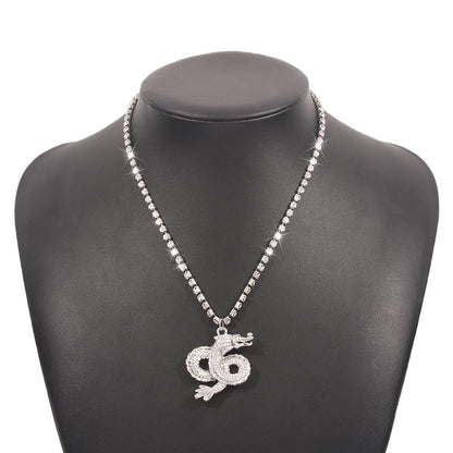 N9186 Ornament Geometric Full Diamond Simple Necklace Dragon Shape Creative Cold Personality Necklace