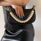 Fashion Trend Aluminum Chain Handbag Beaded Shoulder Chain Retro Simple Pearl Alloy Buckle Bag Chain