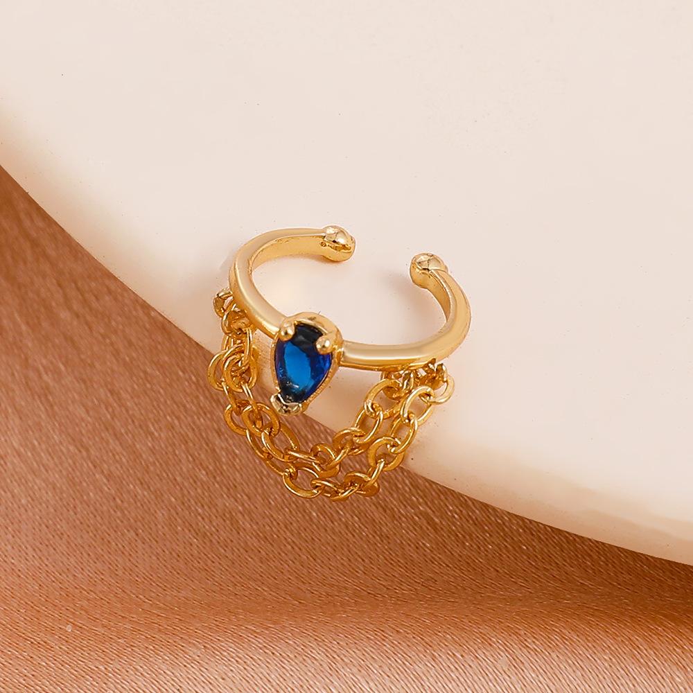 Dongdaemun no ear hole chain ear clip personality copper inlaid zircon C-shaped ear bone clip integrated ins cold