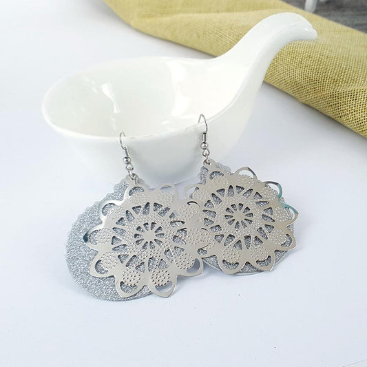Stall Exaggerated Earrings Ferris Wheel Turntable Frosted Earrings Alloy Ear Jewelry Earrings