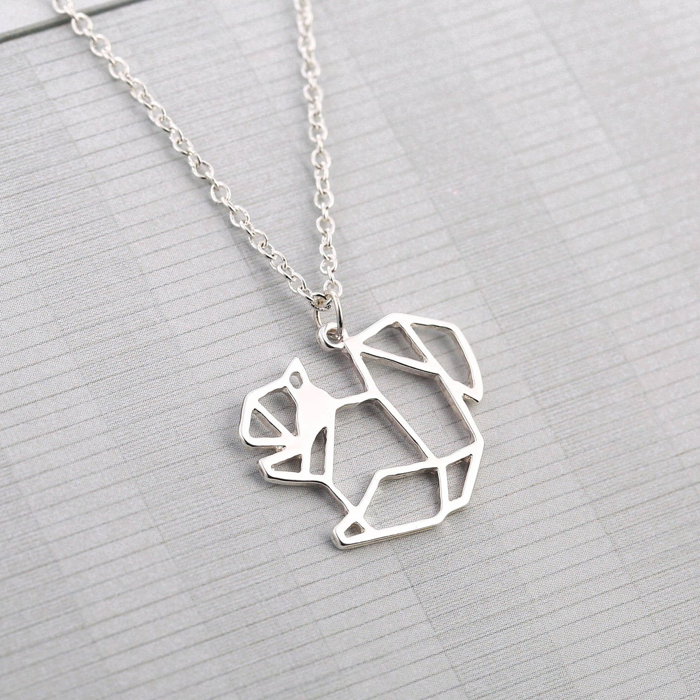 Necklace Cute Hollow Squirrel Necklace Female Geometric Stitching Personality Animal Pendant Clavicle Chain