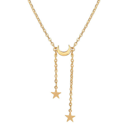 Star moon necklace pendant femininity ins simple net red cold star moon clavicle chain new