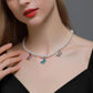 Ins cold temperament pearl necklace fantasy color butterfly clavicle chain simple short ladies necklace