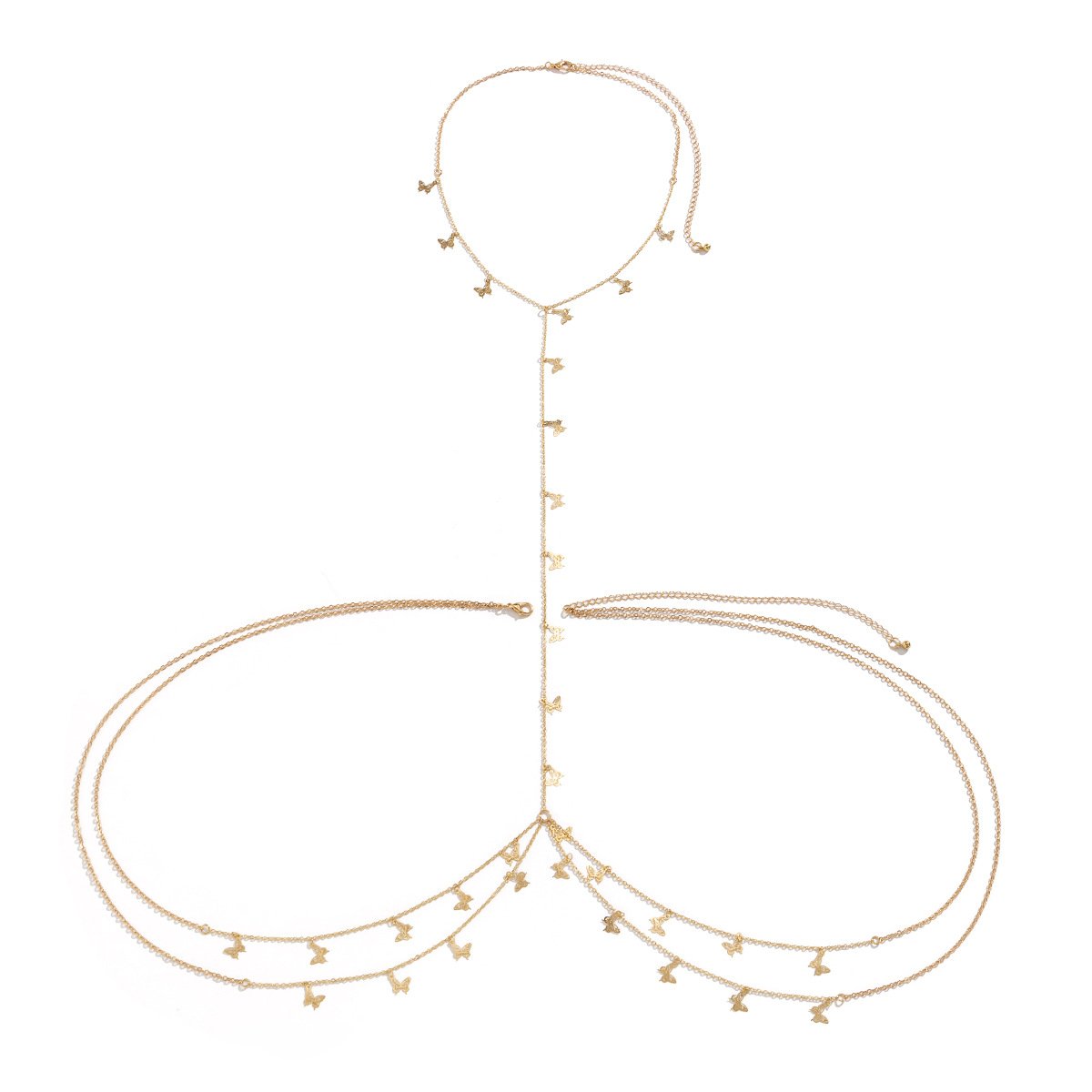 Jewelry Sexy Butterfly Meniscus Tassel Body Chain Female Geometric U-shaped Cross Sequin Dress Chain