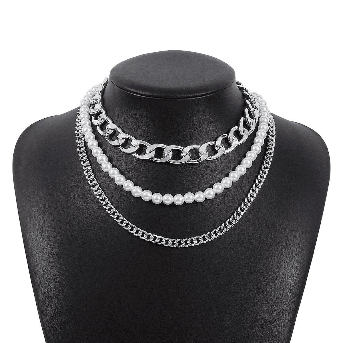 N148 Multilayer Necklace Retro Simple Personality Necklace Imitation Pearl Sweet Cool Popular Necklace