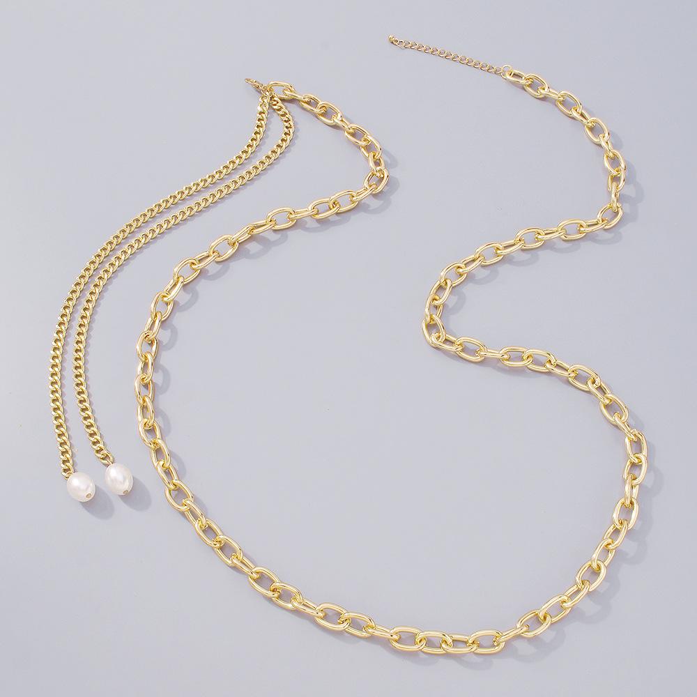 C285 jewelry personality exaggerated thick chain body chain hip-hop street fashion imitation pearl waist chain