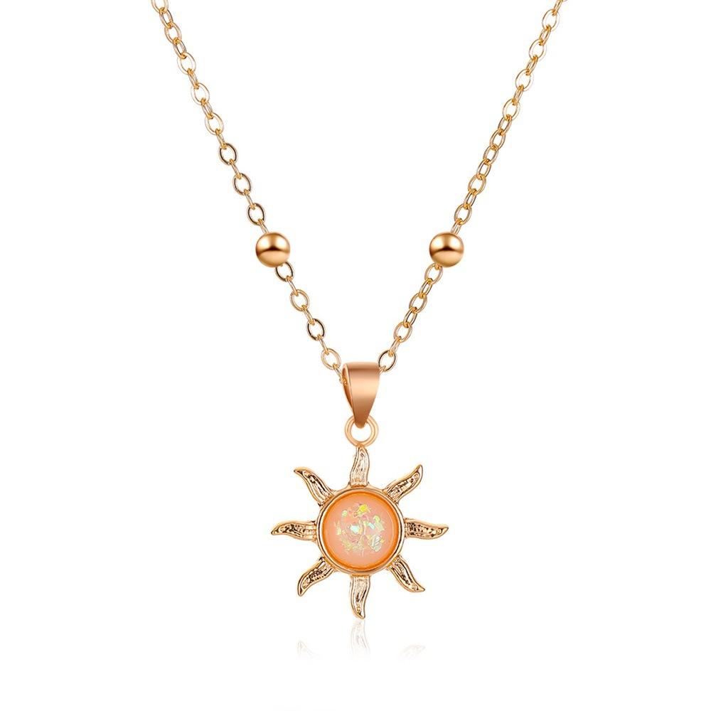 Accessories Opal Sun Necklace Temperament Inlaid Opal Small and Beautiful Simple Clavicle Necklace