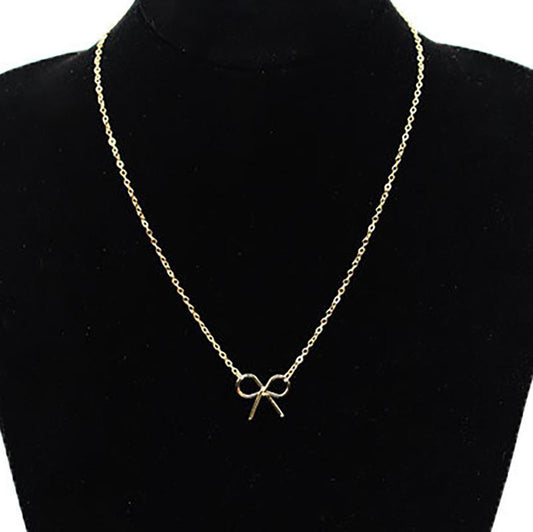 Simple White Tower Style Exquisite Bowknot Pendant Ladies Necklace