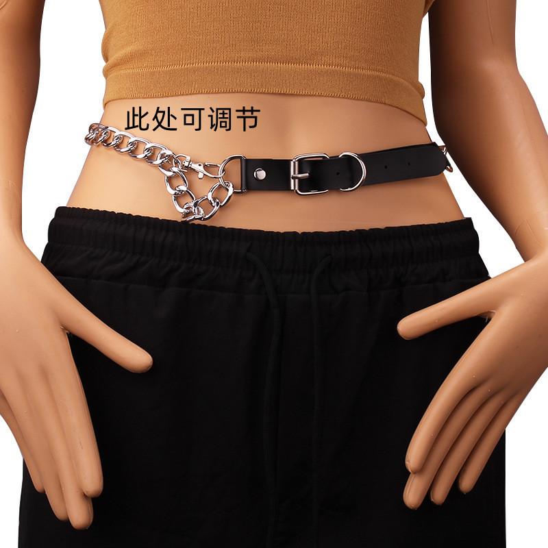 Trendy belt-style PU belt punk exaggerated single-layer chain sexy tassel waist chain waist decoration