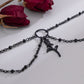 Jewelry dark gothic choker necklace sweet cool imitation crystal chain rose tassel necklace