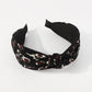F5122 French retro knotted wave-dot leopard print headband fabric wide-brimmed net red simple contrast color sweet headband female