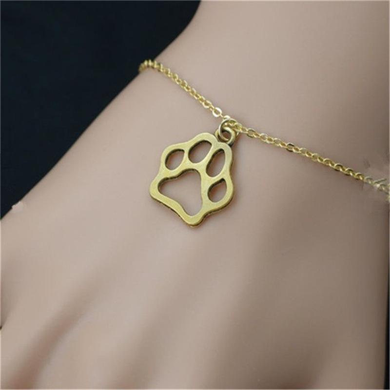 Animal Paw Print Bracelet Minimalist Hollow Paw Print Bracelet