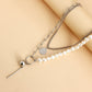 Jewelry Stitching Chain Imitation Baroque Shaped Pearl Necklace Geometric Ball Long Stick Pendant Necklace