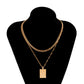 Jewelry Hip Hop Metal Checkerboard Tag Necklace Retro Simple Thin Chain Clavicle Necklace
