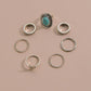 Vintage Ethnic Turquoise Ring Fashion Alloy Multi-Piece Knuckle Ring Finger Ring Accessories