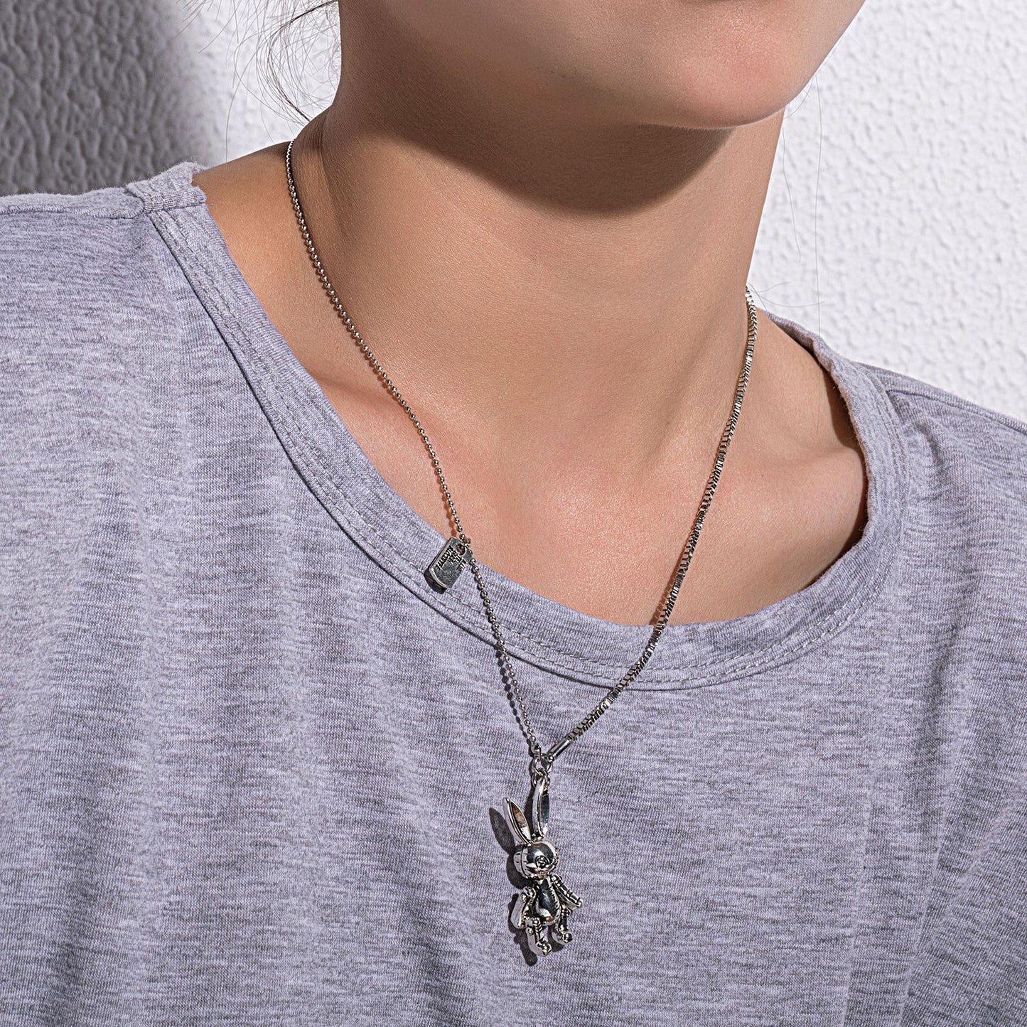 Jewelry Xiao Zhan's same style cute rabbit pendant necklace men's and women's trendy style hip-hop personality necklace