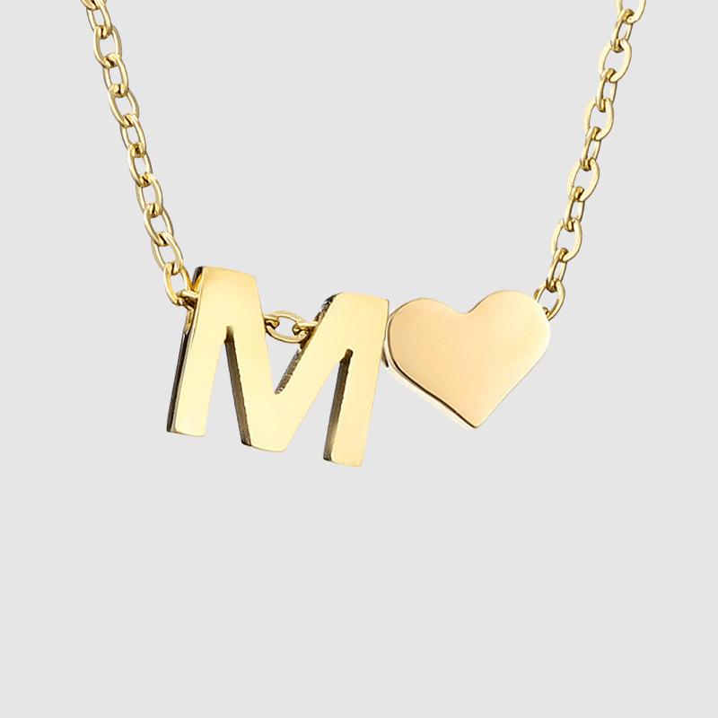 ins English alphabet jewelry set retro fashion metal love letter M necklace bracelet set female