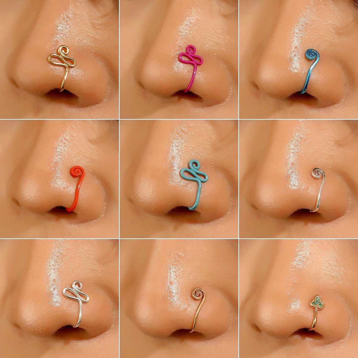 Punk metal hole-free nose nail ins exaggerated fashion copper U-shaped nose piercing jewelry female