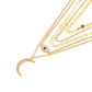 Jewelry Fashion Diamond Crescent Pendant Necklace Female Retro Multi-layer Round Geometric Sequins Necklace