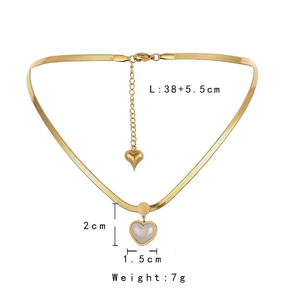 Fashion color peach heart love stainless steel necklace ins simple titanium steel collarbone chain necklace for women