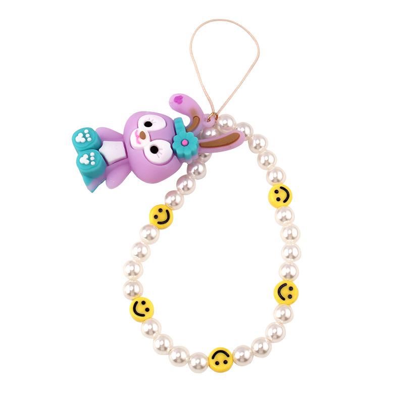 Fashion Imitation Pearl Smiley Face Beaded Phone Chain Cute Soft Tao Xingdailu Phone Lanyard