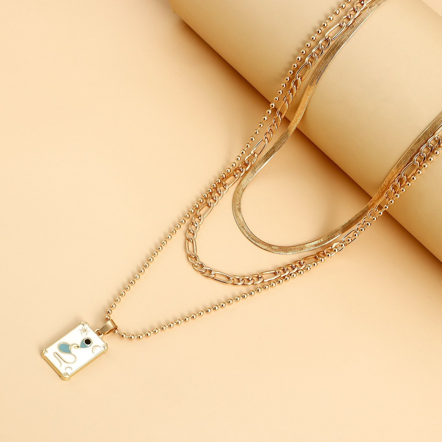Jewelry tide color multi-layer mini snake square pendant necklace female choker