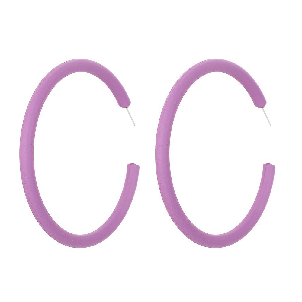 Fashion personality fluorescent purple simple exaggerated C-shaped large earrings trendy elegant atmospheric earrings for women