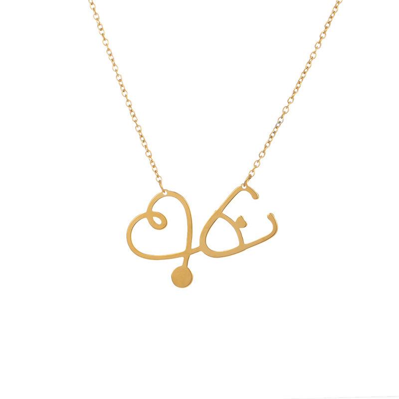 Heart stethoscope necklace female love heart necklace ins fashion stainless steel