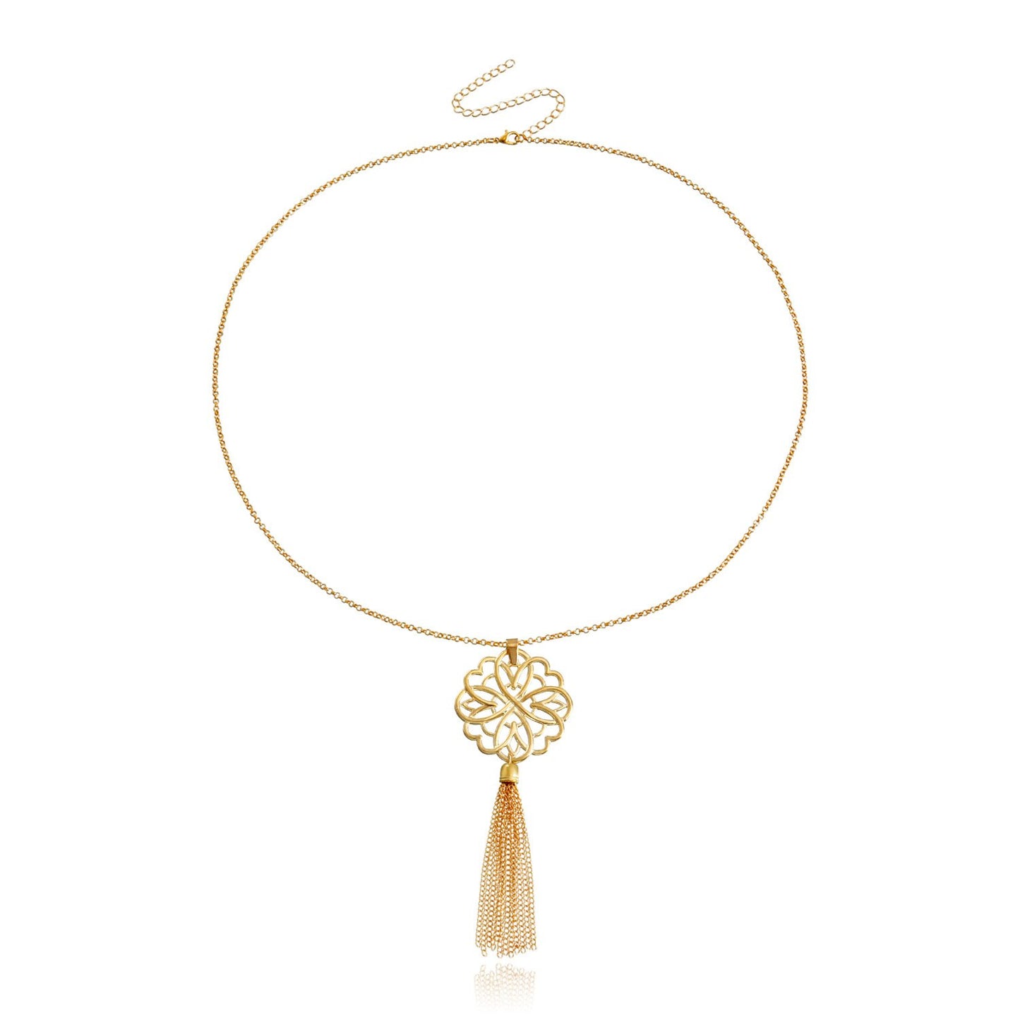 Jewelry INS Hollow Lotus Tassel Long Necklace Sweater Chain Female Simple Autumn and Winter Necklace