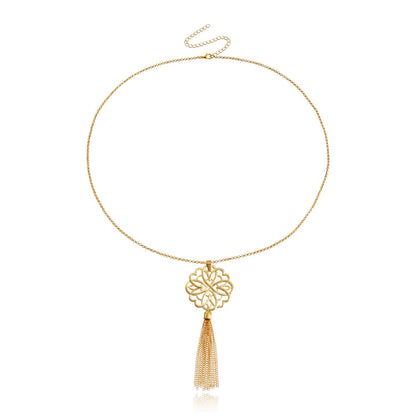Jewelry INS Hollow Lotus Tassel Long Necklace Sweater Chain Female Simple Autumn and Winter Necklace