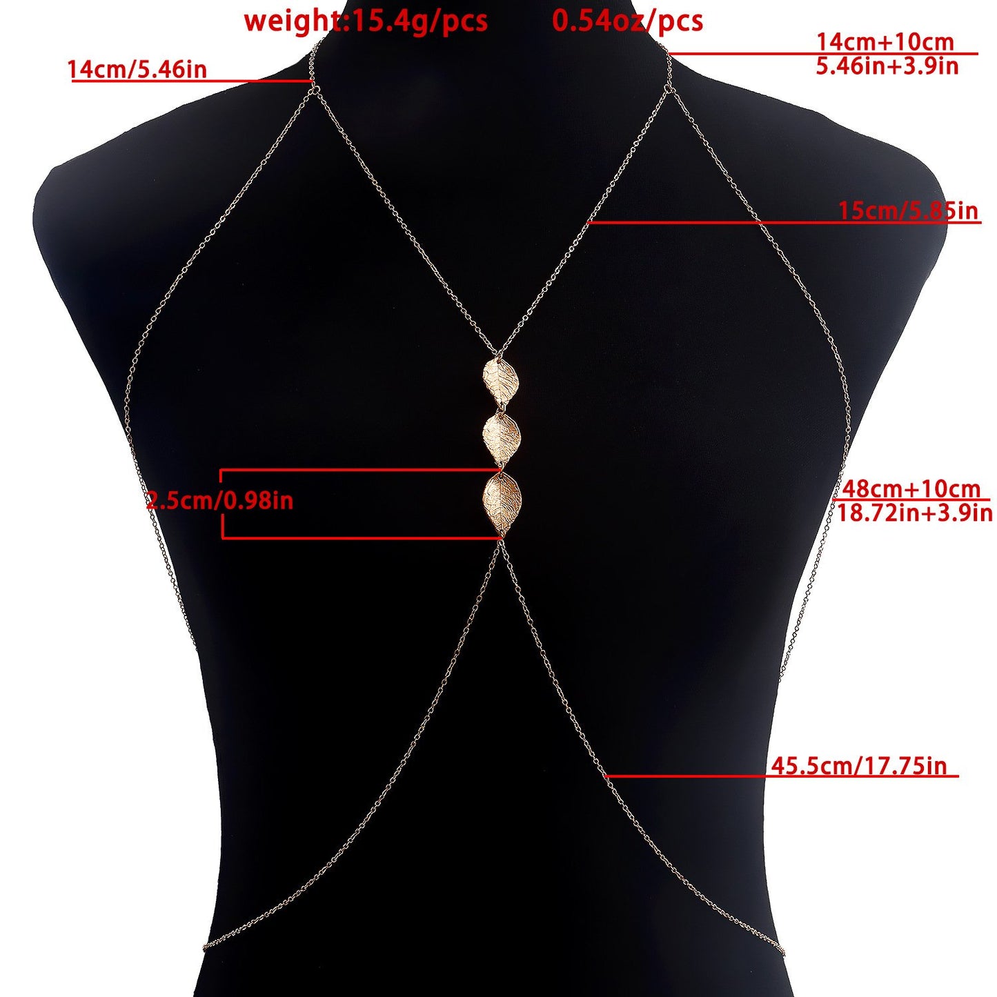 Jewelry geometric alloy leaf tassel chain summer body chain beach sexy metal hanging neck chest chain