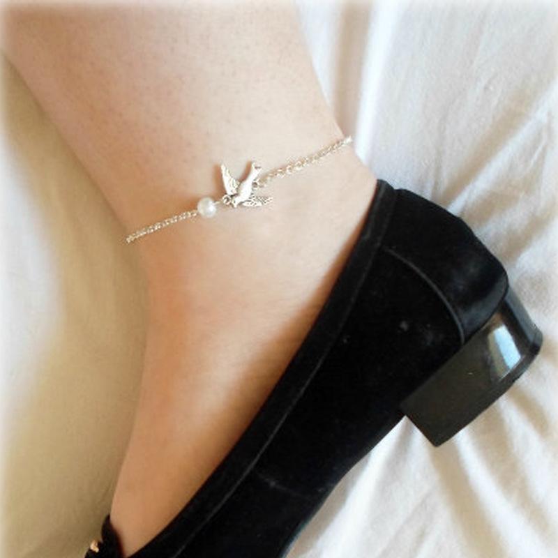 Fashion Jewelry Peace Dove Anklet Imitation Pearl Foot Ornament