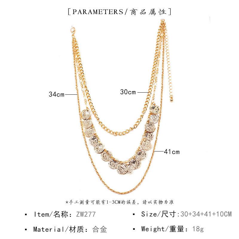 Accessories Ethnic Personality Layered Coin Chain Head Card Handmade Necklace