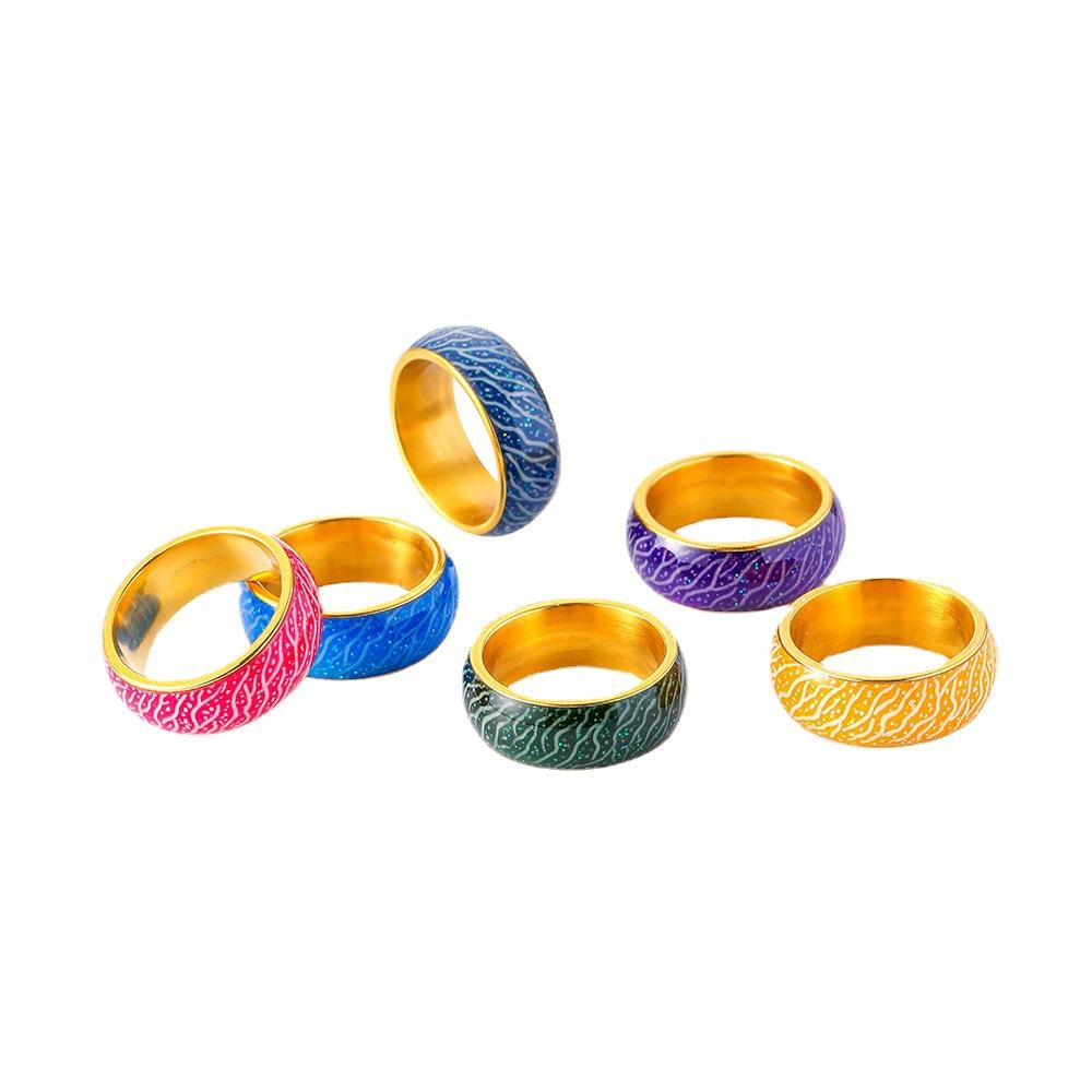 Fashionable original design simple stainless steel golden resin luminous forest crack creative ring