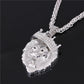 Diamond crown lion head hip hop luminous necklace men's unisex gold-plated hiphop luminous pendant