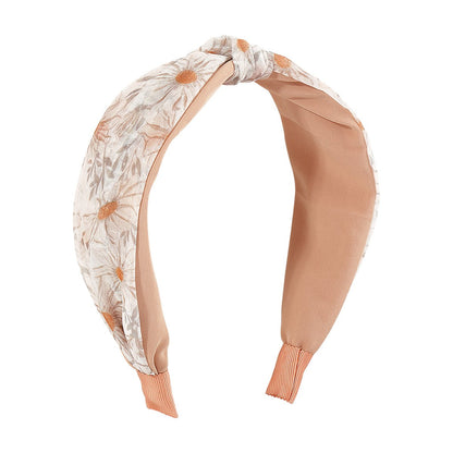 F4386 Mori girl fashion wide-brimmed knotted headband spring and summer small fresh printing color net red headband hair buckle