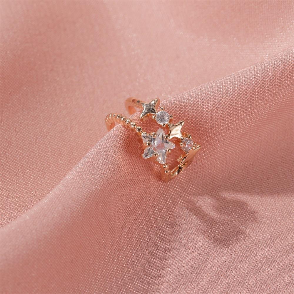 Ear bone clip simple double-layer star ear clip pentagram starless ear pierced earring personality trendy earrings